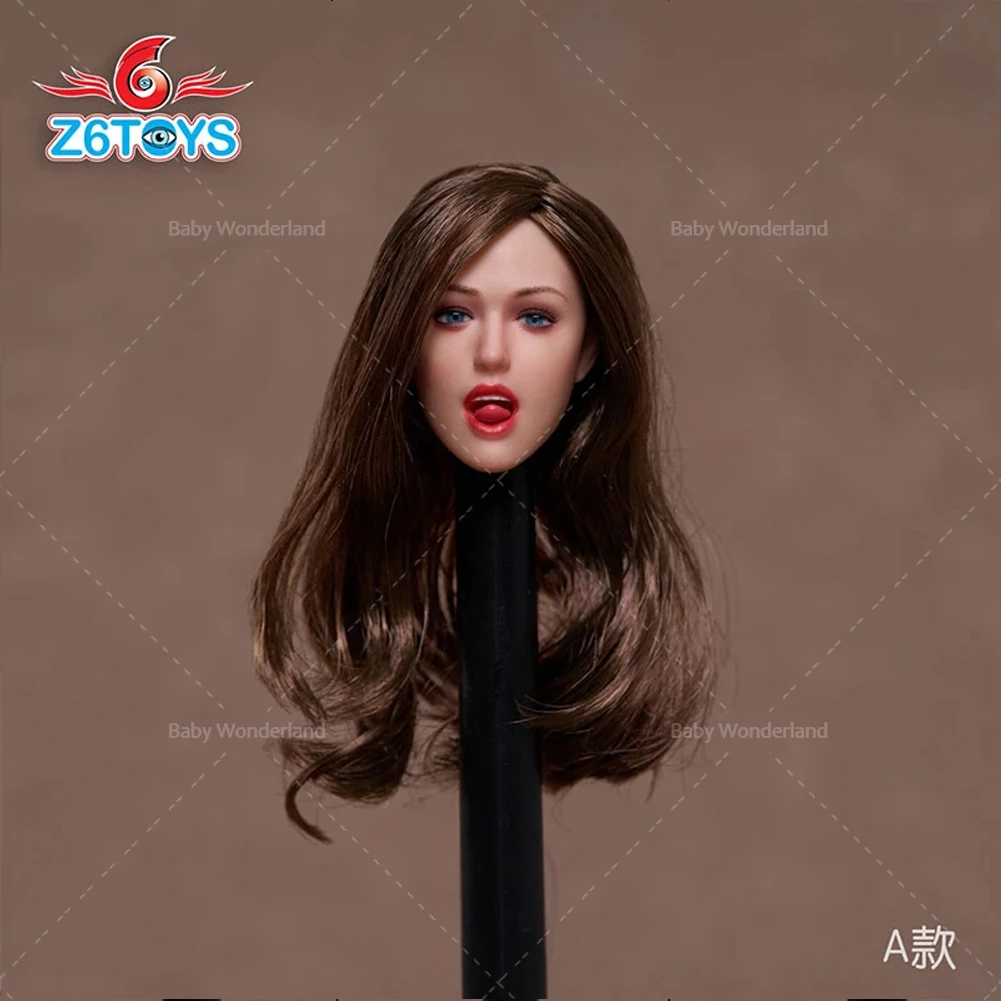 Z6TOYS ZC009 1/6 Expression collante de la langue, tête féminine Sexy, yeux actifs, modèle adapté au corps de figurine de soldat de 12 pouces, en Stock