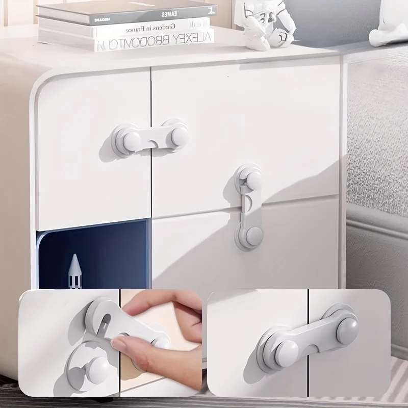 10pcs Baby Safe Straps Baby Safety Lock Drawer Child Safety Cabinet Locks Adhesive Cabinet Drawer Door Latches image 4