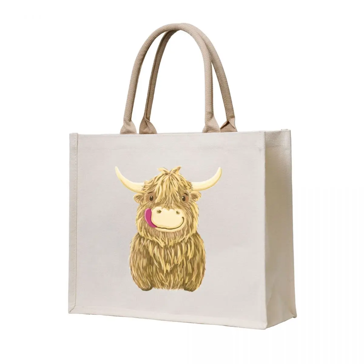 

Cartoon Scottish Highland Cow Tote Bag Woman shopper bag the tote bag Canvas shoulder tote