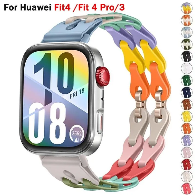 Силиконовый ремешок-цепочка для Huawei Fit 4/4 Pro, браслет, регулируемый ремешок для Huawei Fit 3 2 1, сменный ремешок для часов