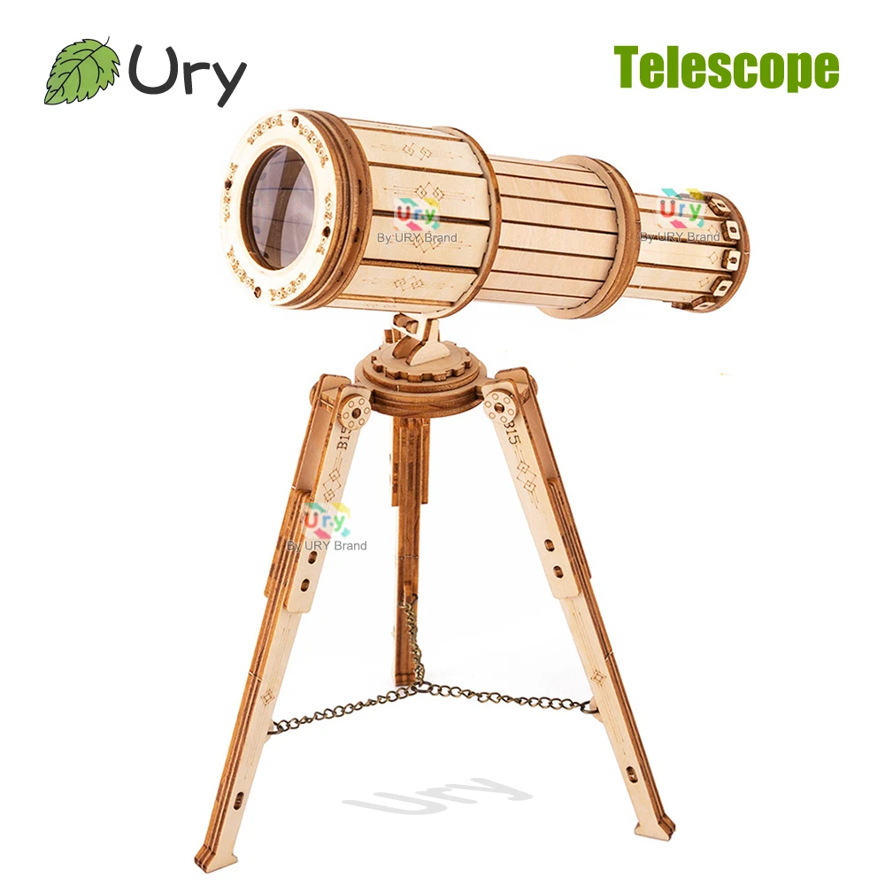 

Ury 3D Wooden Puzzle Astronomical Telescope Model Mechanical Gear Kit Science Toy Hand Assembly Decoration Gift for Kid Adult