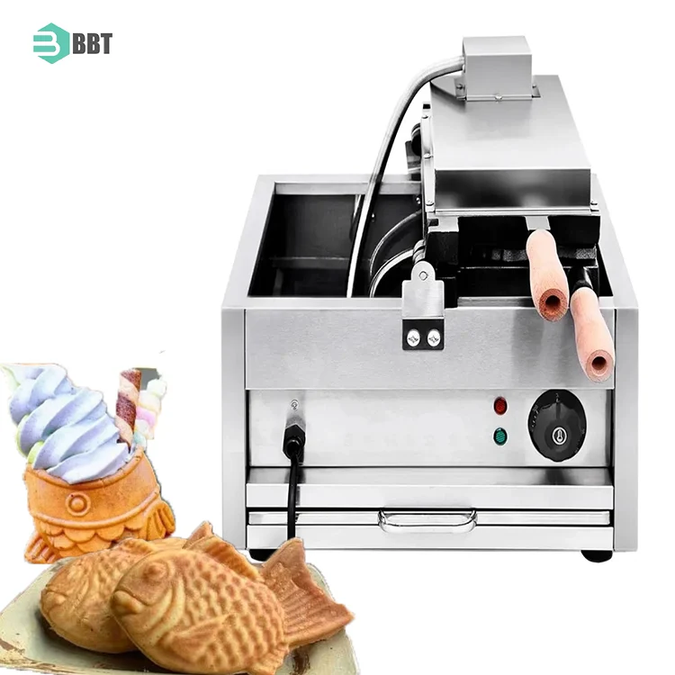 Snack Equipment Waffle Making Machine Non-Stick Electric Taiyaki Maker Commercial Electric  Waffle Maker Big Mouth