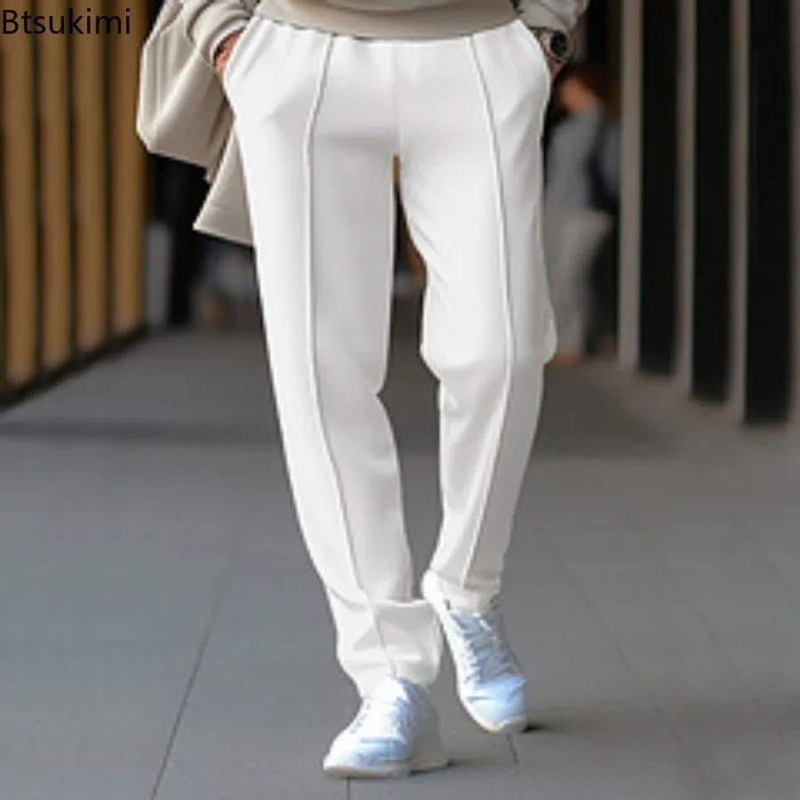 

2026 New Men's Fashion Sweatpants Jogger Slim Casual Pants Men Spring Autumn Waffle Sports Trousers Elastic Waist Sweaterpants