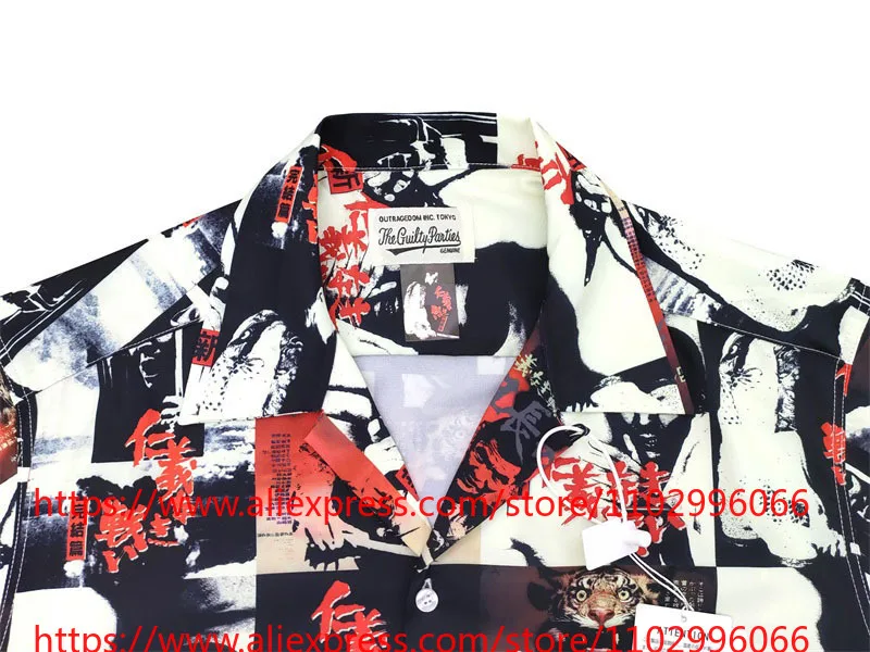 Hot New WACKO MARIA Hip Hop Printed Short-sleeved Hawaiian Shirt for Men High Quality Button Up Short Sleeved Shirt