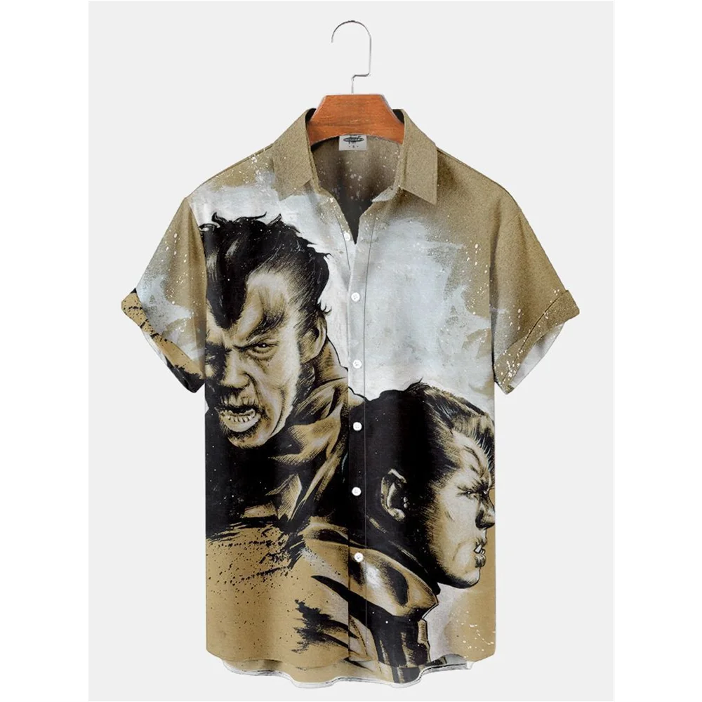 

3d Printed Men's Shirts 2022 Movie Character Horror Vintage Shirt For Men Men's Summer Streetwear Retro Men's Hawaiian Shirt