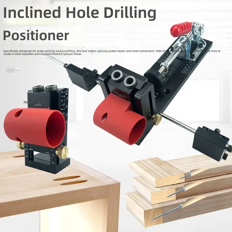 Woodworking Pocket Hole Jig Kit Angled Drill Guide Locator Auxiliary Tool for Furniture Cabinet DIY Wood Joinery Positioner
