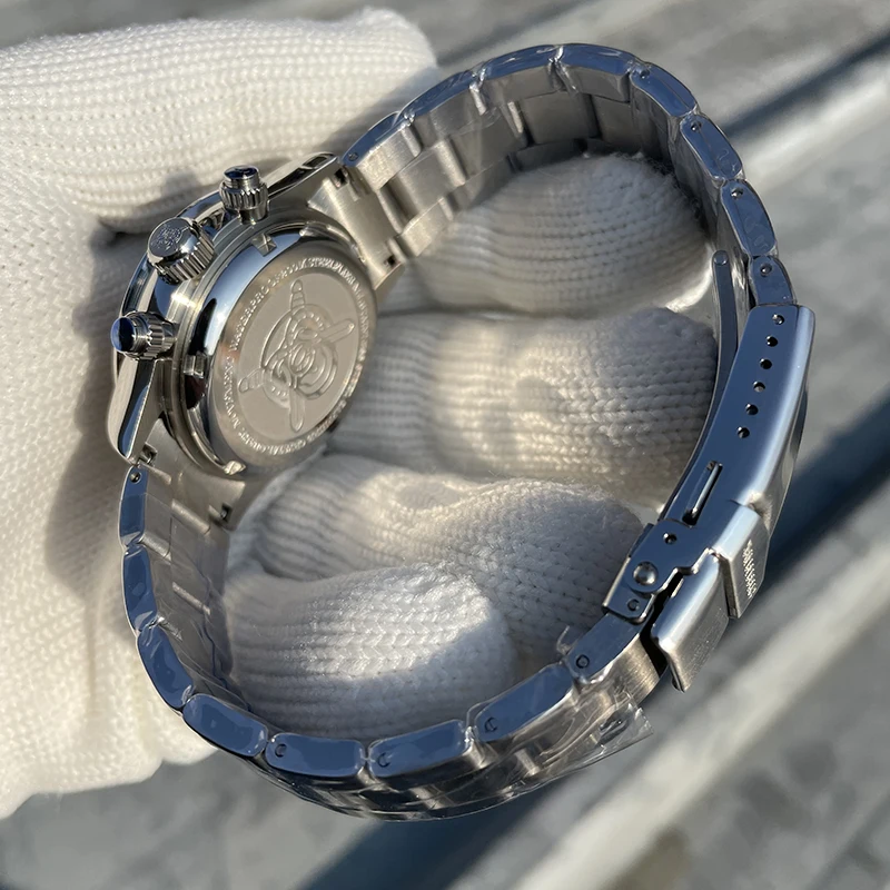 STEELFLIER Men Chronograph Watch 39mm Quartz Wristwatch 200M Waterproof BGW-9 Luminous Sapphire Mirror VK63