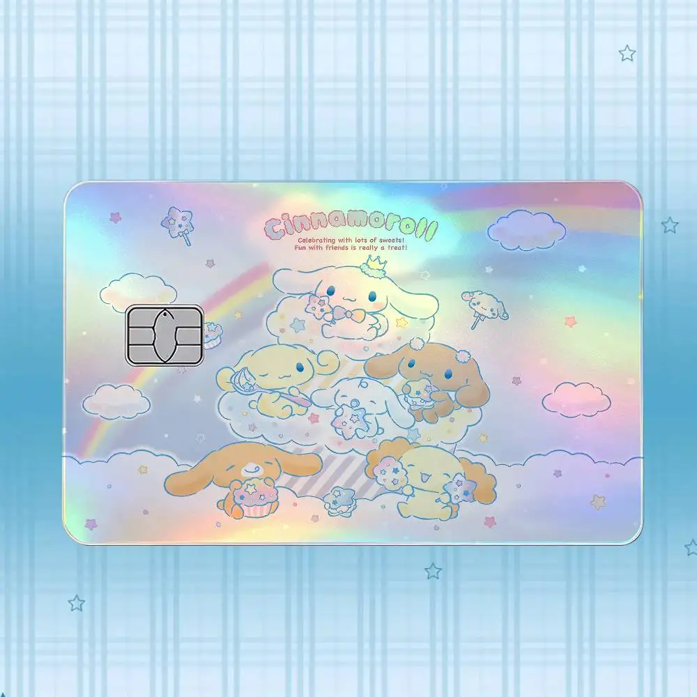 C-Cinnamoroll Laser-Holografischer Karten-Skin-Aufkleber für Kredit- und Debitkarten – 4 Stück/Set, wasserfester, kratzfester Schutz – Detail 9