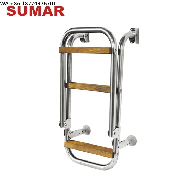 Marine Boat Yacht Multipurpose Collapsible Platform Stainless Steel Ladder with Handrail