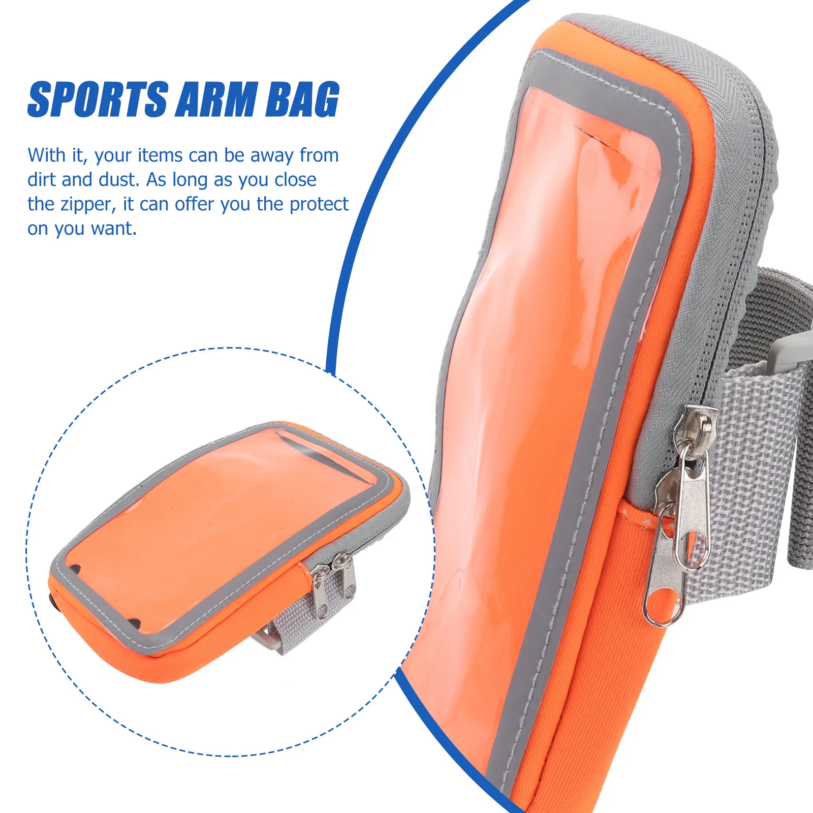 

Sports Arm Bag Waterproof Dacron Adjustable High-Elastic Belt Outdoor Running Armband Orange for 6 Inch Screens Cell Phone