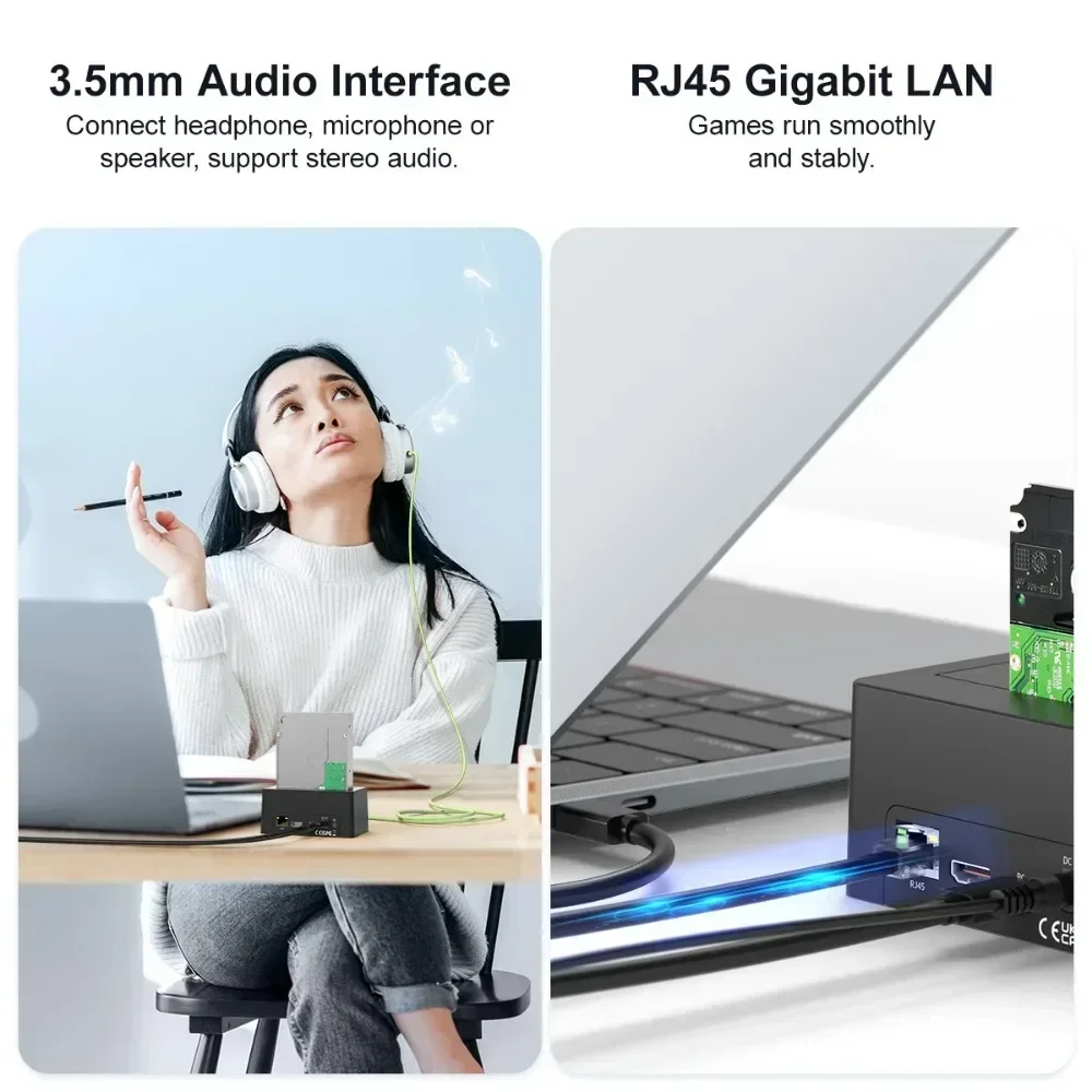 Caja de disco duro MAIWO USB 3,1 SATA para estación de acoplamiento HDD SSD de 2,5 "y 3,5" con puerto HDMI adaptador Gigabit Ethernet para PC