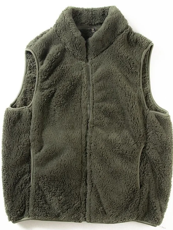 Thickened Coral Fleece Vest Unisex Autumn Winter Pure Color Versatile Warm Stand Collar Jacket Youthful Style Regular Length