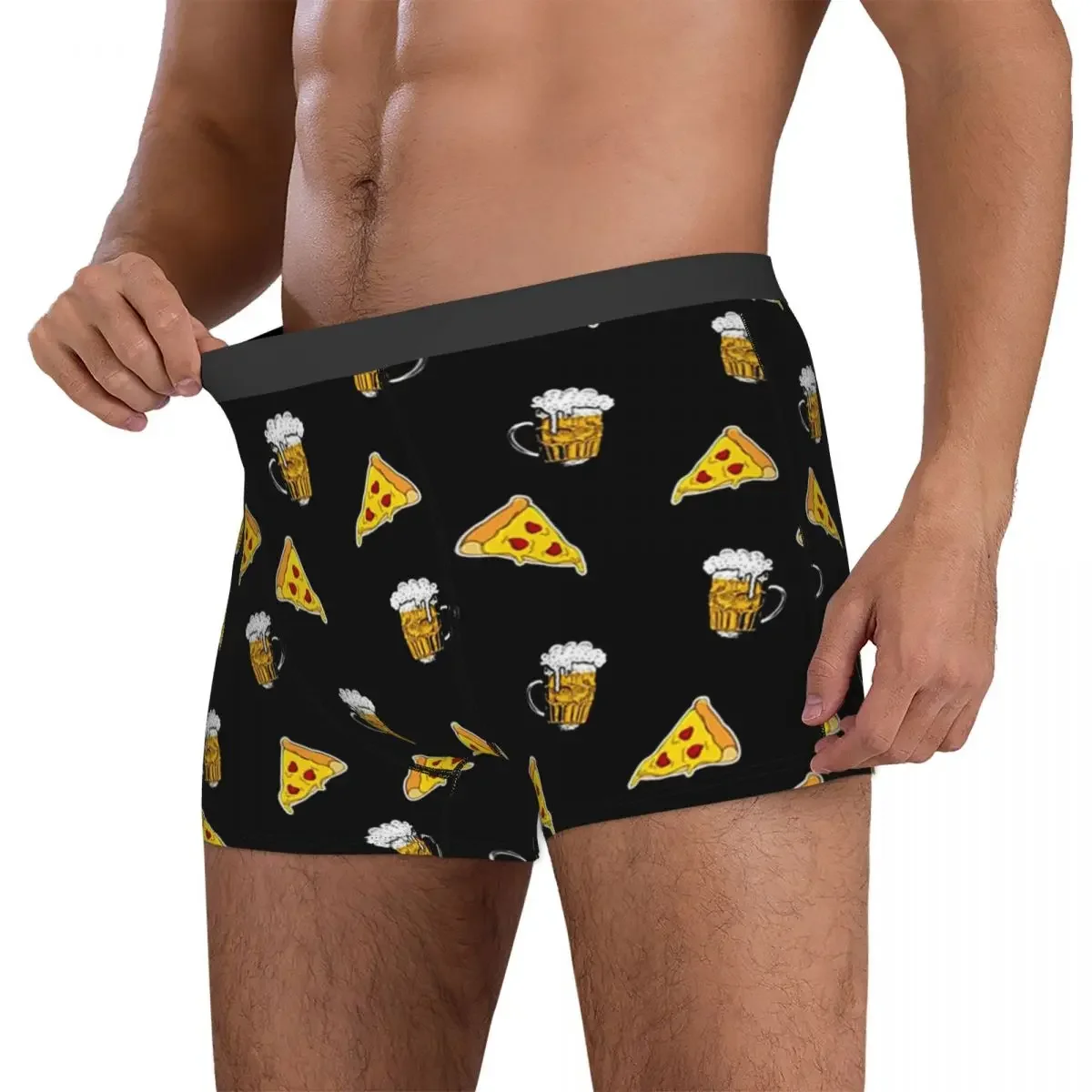 Boxer Underpants Shorts Pizza,food,drink,beer Pattern Panties Men Breathable Underwear for Homme Man Boyfriend Gift