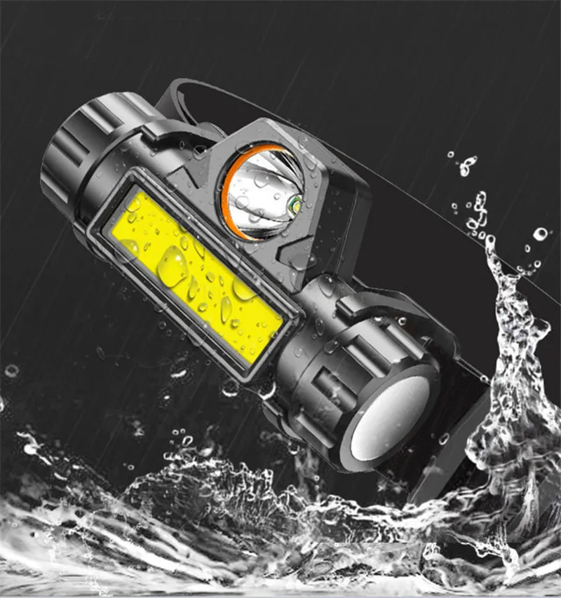 Head Lamp Headlight Waterproof 2500lm Cob Led Built In Usb Rechargeable 14450 Battery Working Light 5w XP-G Q5 - Image 3