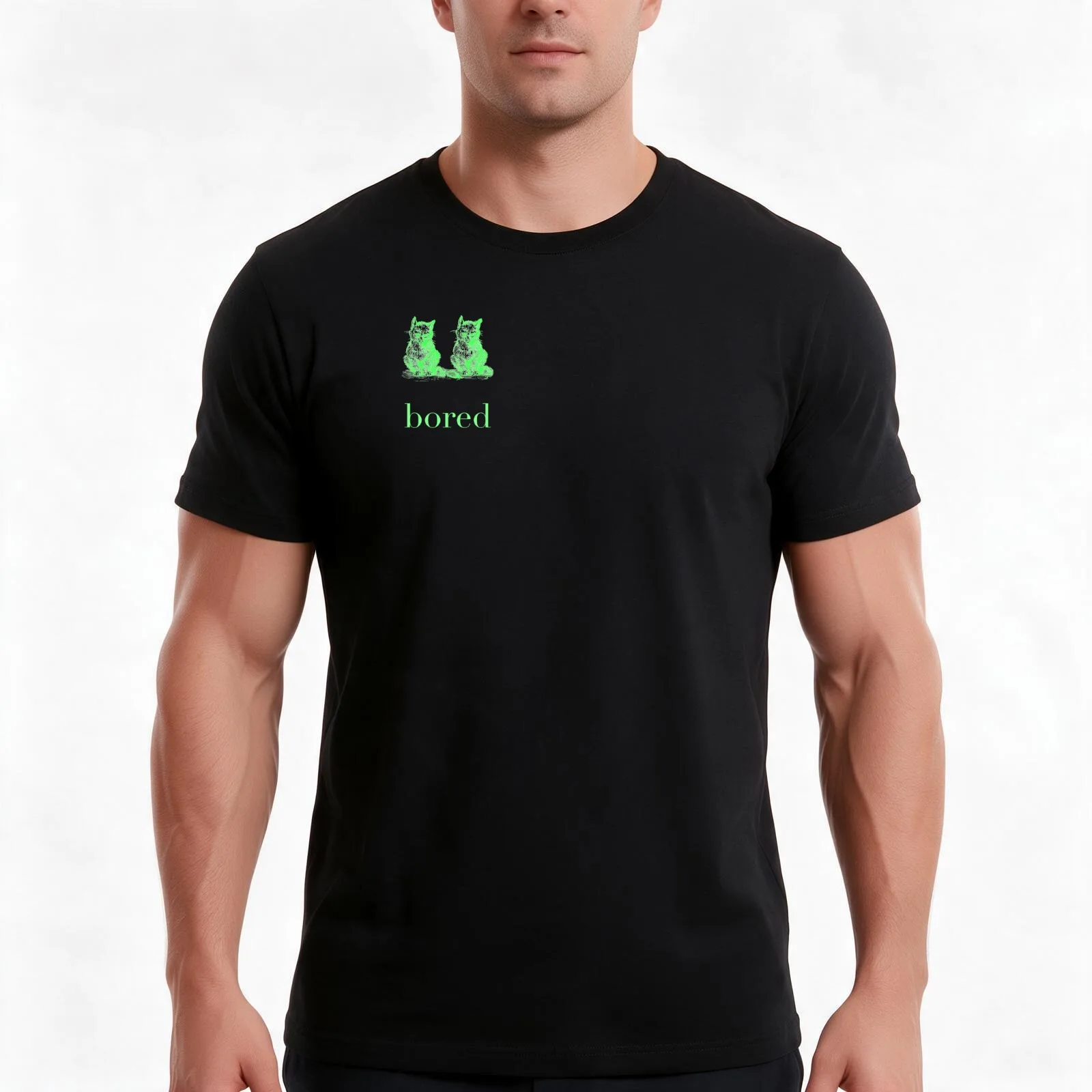 bored T-Shirt, Summer Casual Cotton Tee, Oversized Streetwear Tops, Vintage Graphic Print, Loose Fit Short Sleeve, 100% Cotton
