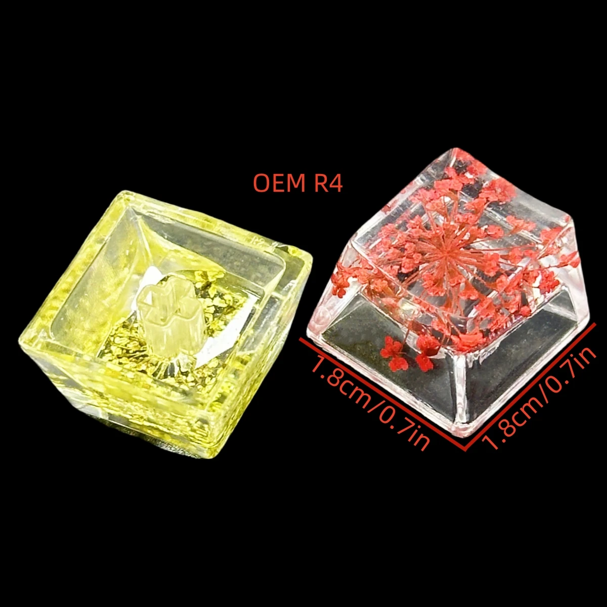Conjunto de teclas de resina de flor fresca translúcida, 4 unidades, para teclado mecânico, eixo cruzado, pbt, com acessórios, mais vendidos