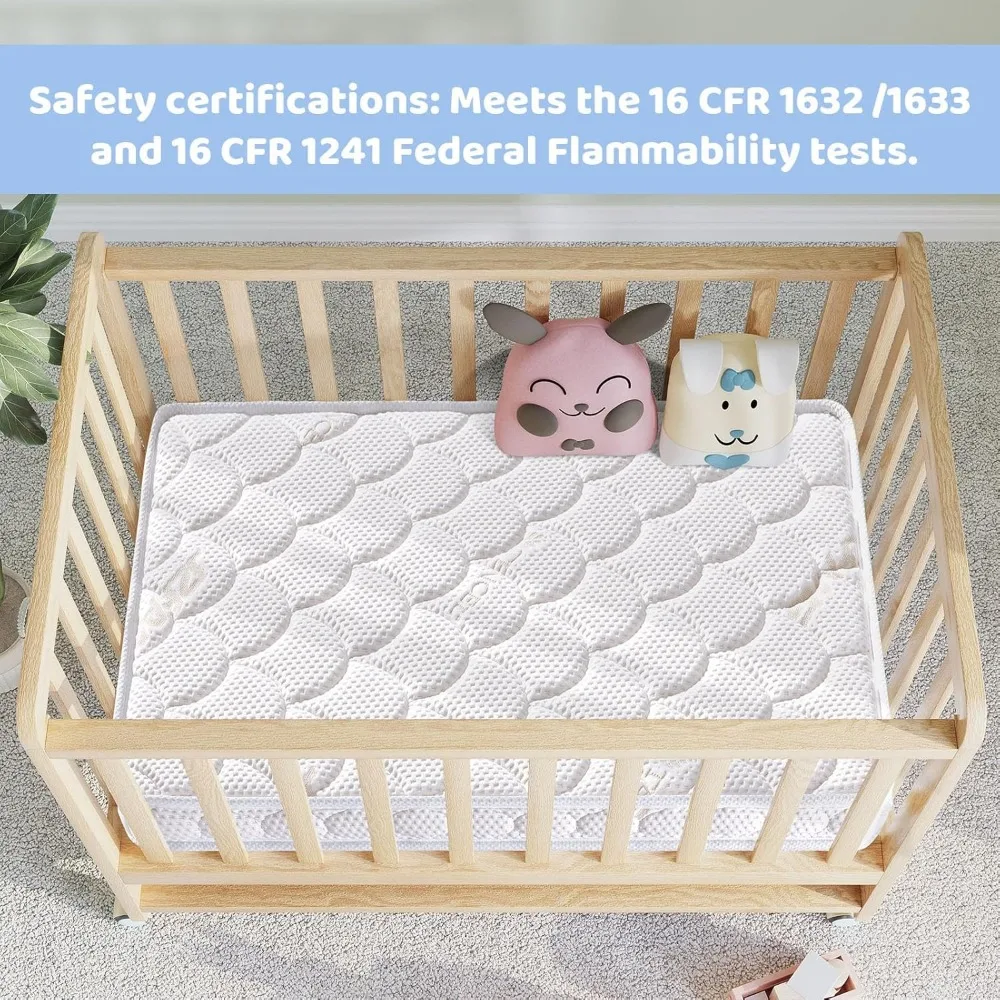 Mini Crib Mattress - 38x24x4 Inch- Dual Sided with Firm Support and Comfort Foam- 100% Breathable, Non-Toxic, Quiet and Odorless