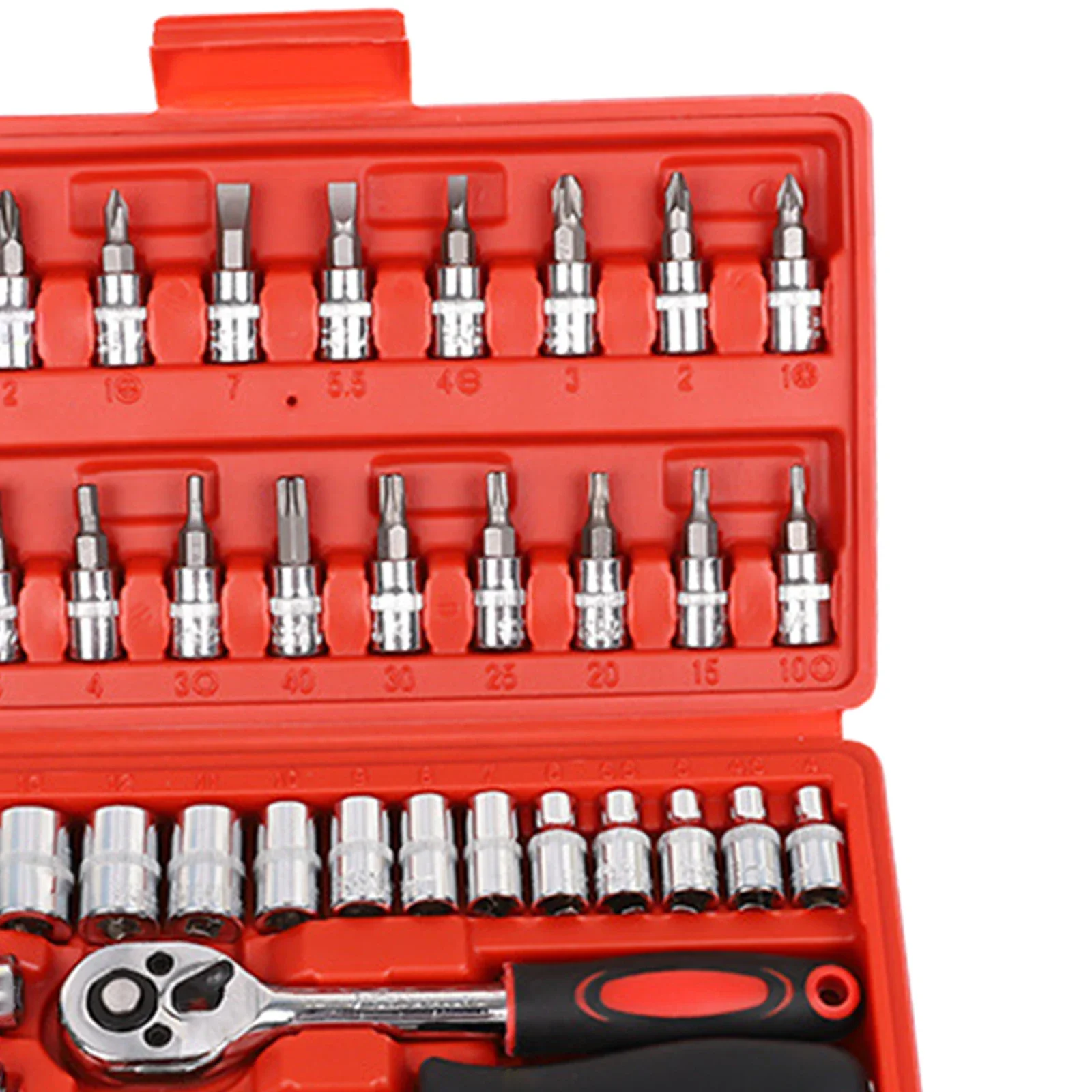 46 Pcs Car Repair Tool Kit Generic Socket Ratchet Torque Wrench Set Screwdriver Drive Socket and Bit Set with Storage Case