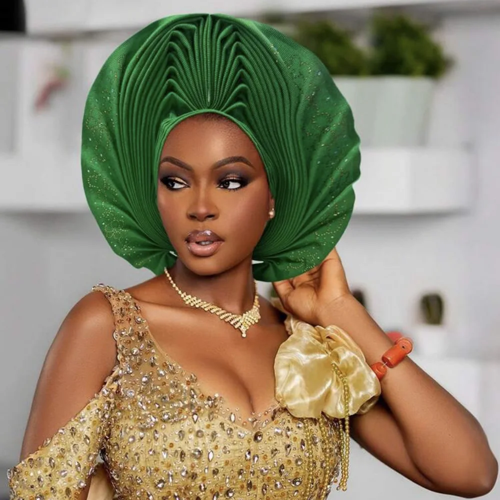 

Already Made Turban Cap for Women Nigerian Wedding Headpiece African Auto Gele Headtie Headgear Bonnet Head Wrap Hijab