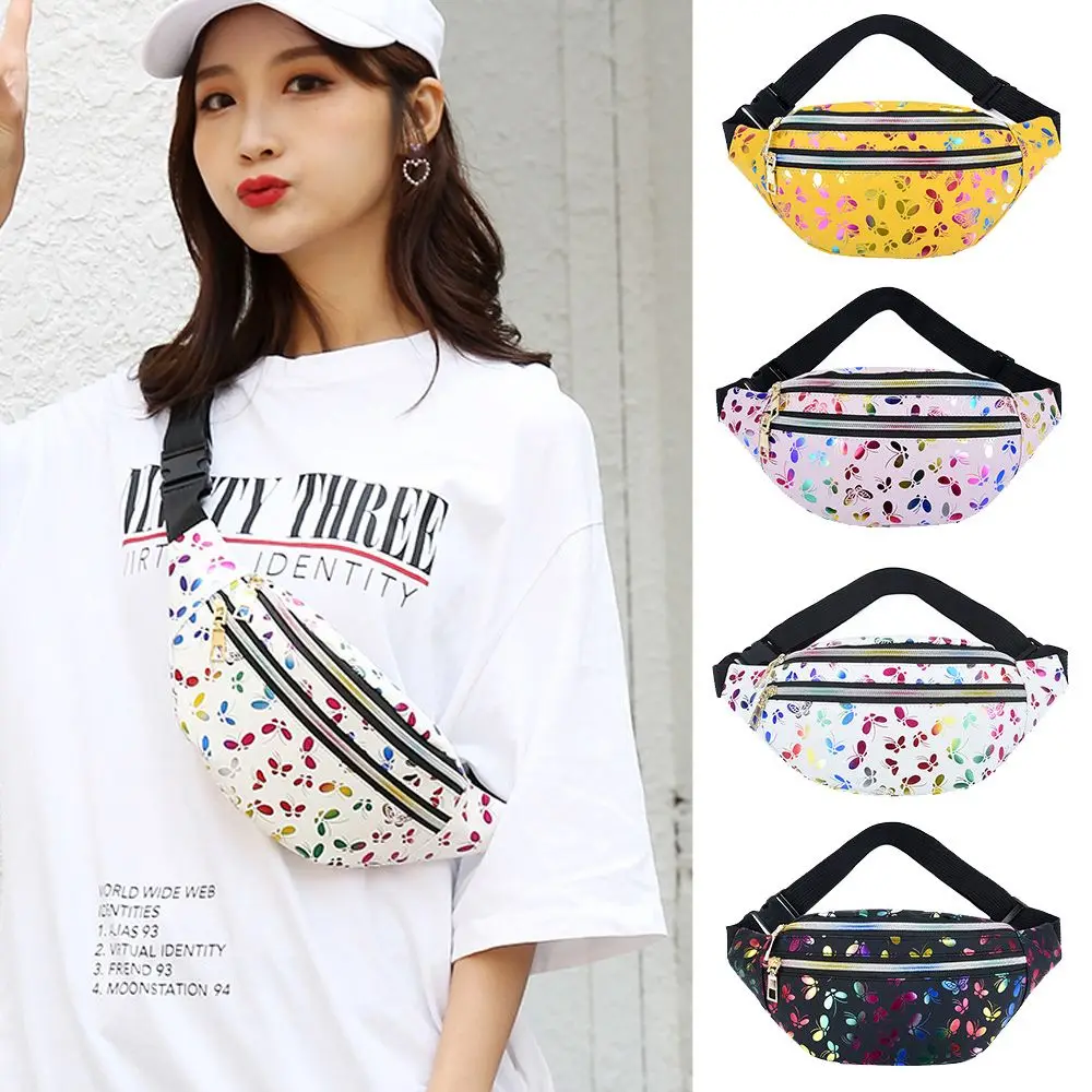 Printed Waist Bag Women Fanny Pack Colorful Girls Bum Bag Travel Cartoon Belt`s Bag Festival Mobile Phone Pouch Purse