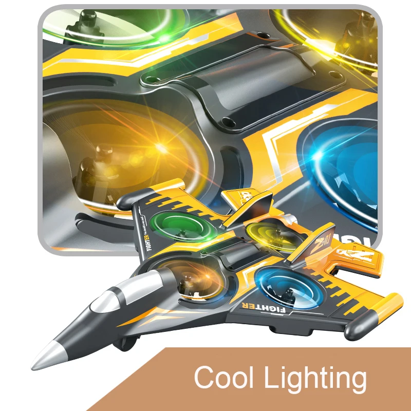 2.4G RC 폼 비행기 글라이더 제트 LED 조명 탑재 원키 이착륙 및 360도 회전 °   스턴트 롤 원격 조종 장난감 비행기