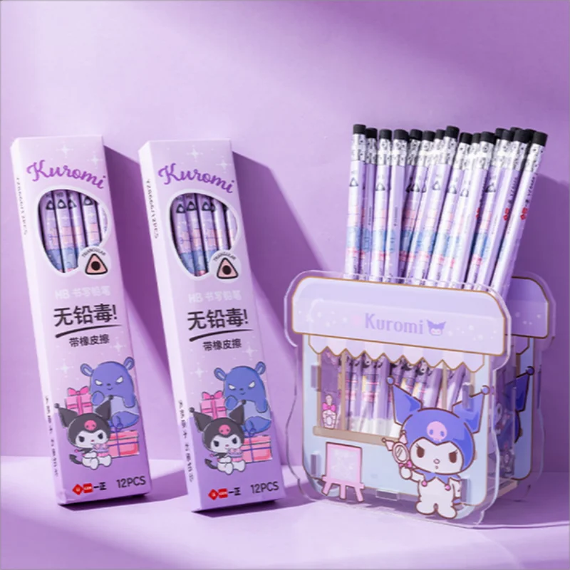 Iigen 12PCS/Set Pencil Kuromi HB Gradient Cute Pencils Pencil Set For Kids Student Sketching School Art Supplies Stationery