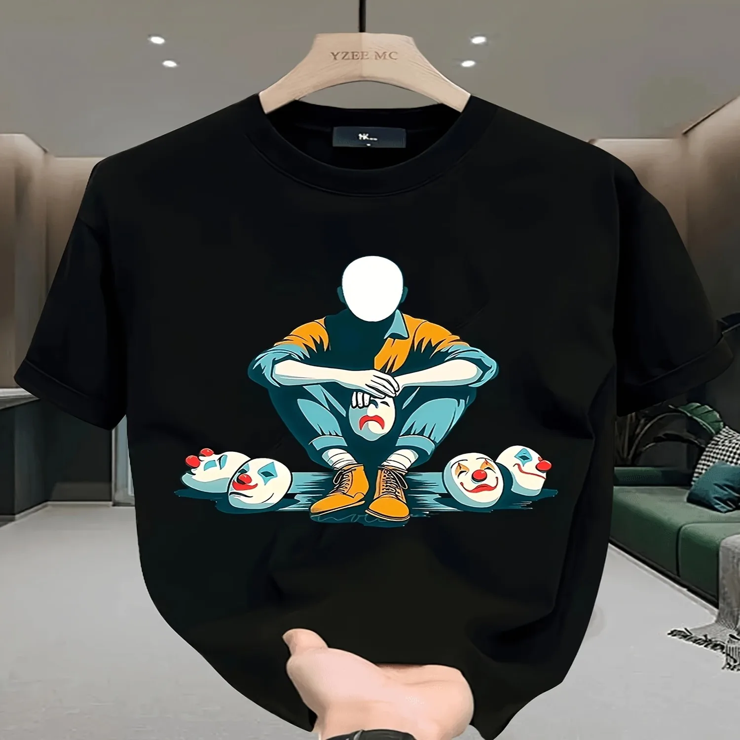 1pc Mythical Creature Chimera Pattern Men'S T-Shirt Casual Sports Festival Clothing Graphic Tee, Vintage Style Tee,