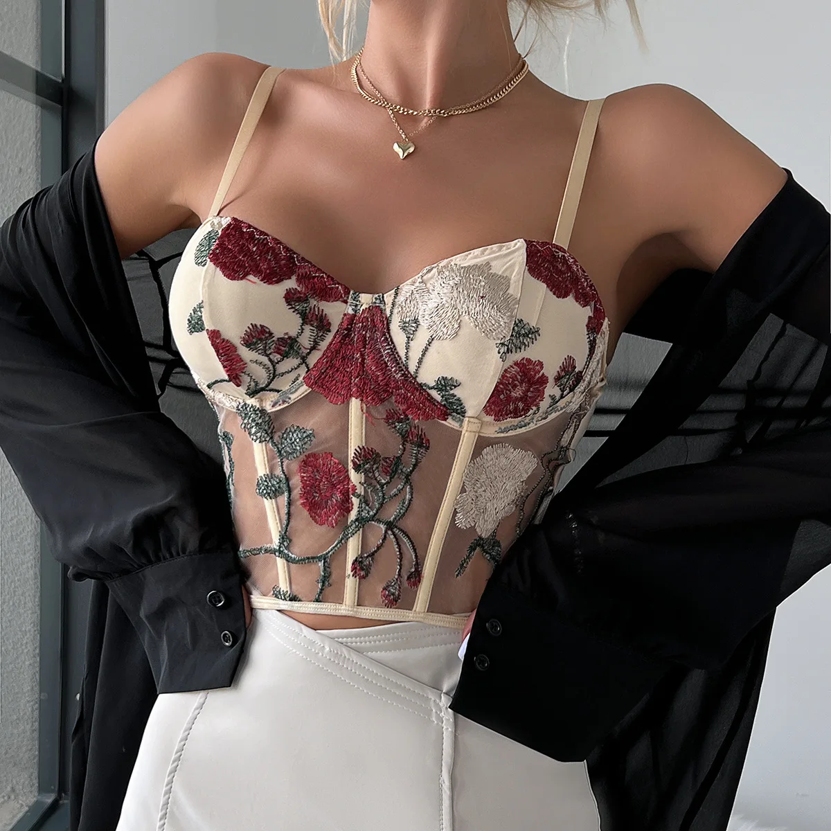 Corset Tops for Women Bustier Shapewear Lingerie Lace Waist Push Up Vintage Party Corset Crop Top Y2k Fashion Bustier Tank Top