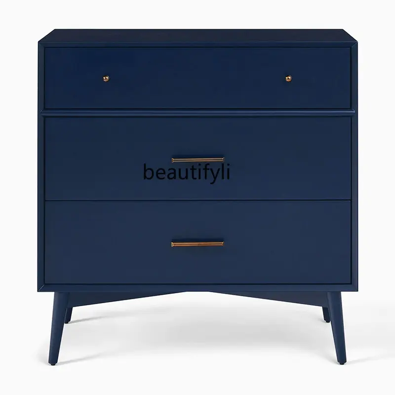 

Modern Simple and Light Luxury Solid Wood Blue Children Storage Cabinet Storage Chest of Drawers