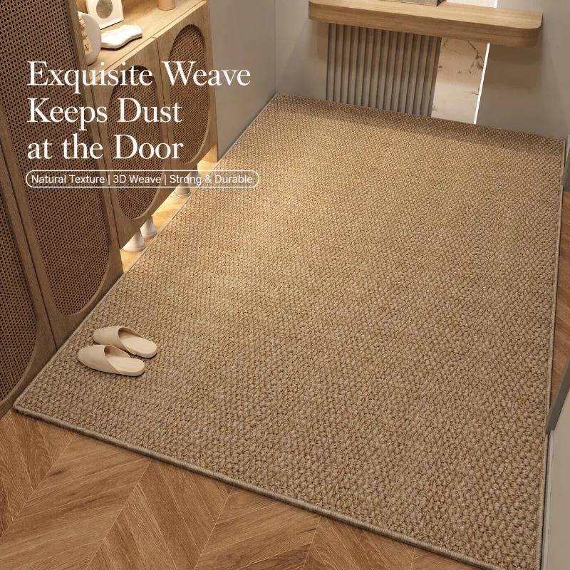 Imitation Sisal Entryway Floor Mat Non-slip Luxury Doormat Cuttable Household Rug Stylish Indoor Ground Pad for Porch Hall