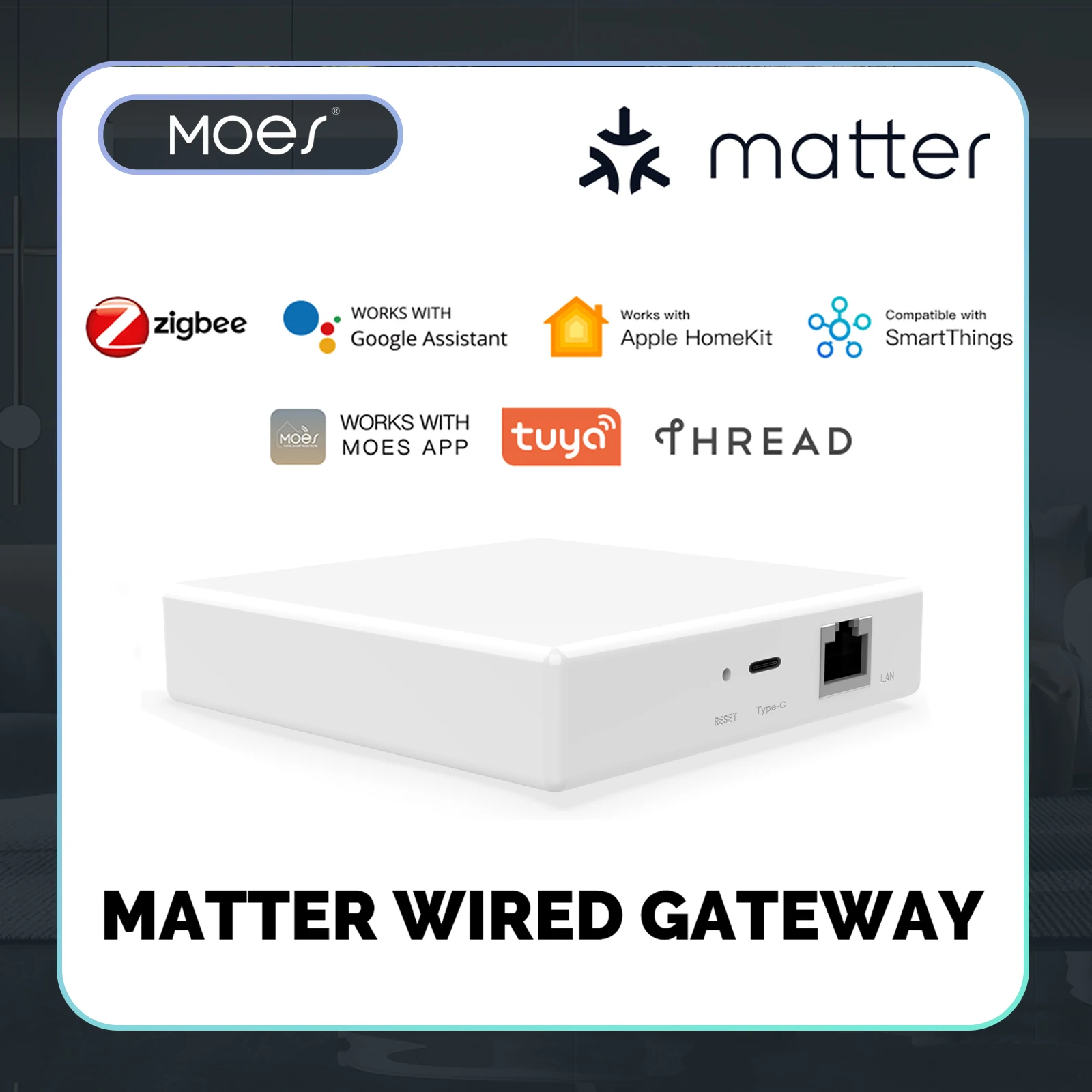 MOES Matter Gateway, Enjoy Smart Home Control with Tuya Zigbee, Voice Control with Siri, HomeKit, SmartThings, Google Assistant,