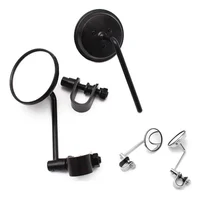 Espejos universales para motocicleta con soporte de pinza, estilo CNC redondo pequeño para bicicleta deportiva, bicicleta de calle y scooter, negro