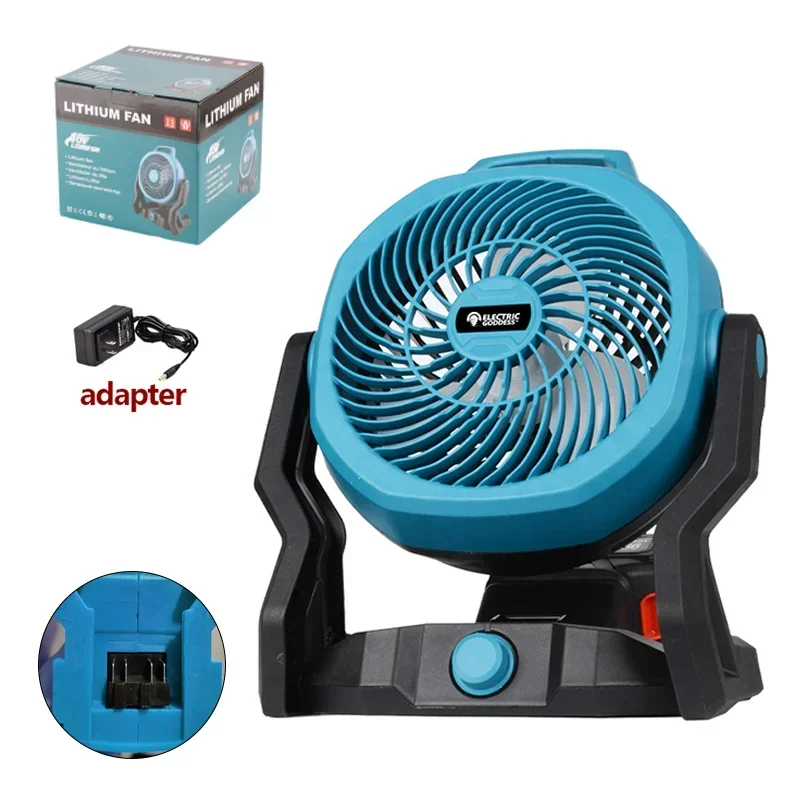 Electric Goddess Portable Fan 10 Inches 2 Operating Modes Adjustable Angle Variable Speed  For Dewalt/Makita/Milwaukee Battery