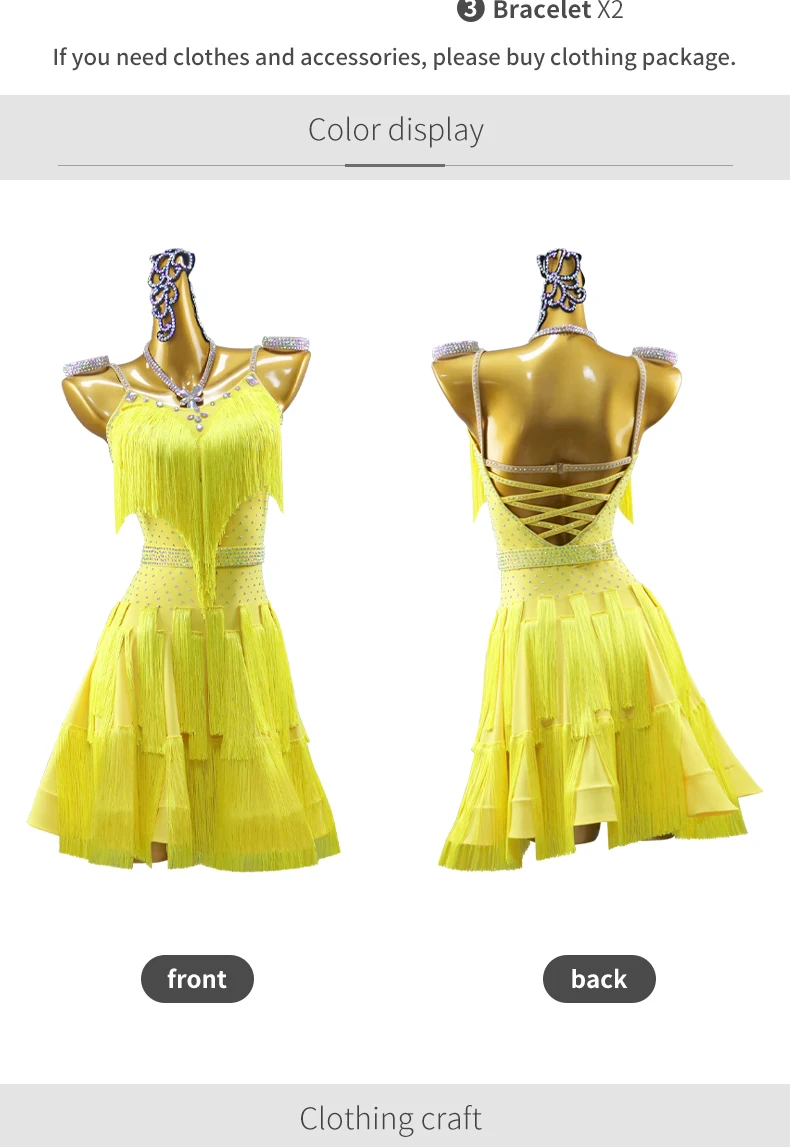 Sport-Tanzanzug für Mädchen, lateinamerikanisches Kleid für Damen, Tanzbekleidung, luxuriöse Wettbewerbskostüme, Cheerleader-Rock für Damen, Trainingsrock. – Detail 5