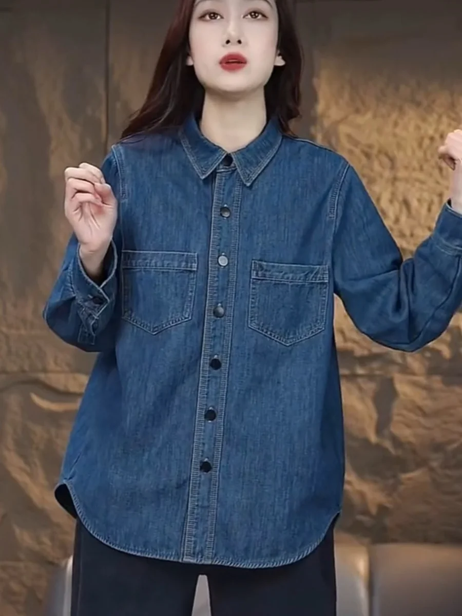 

Denim Coat Long With Fur Womens Fall Double-Sided Standneck Tweed Patchwork School Flared Pleated Oversized Elastic Utility Chic