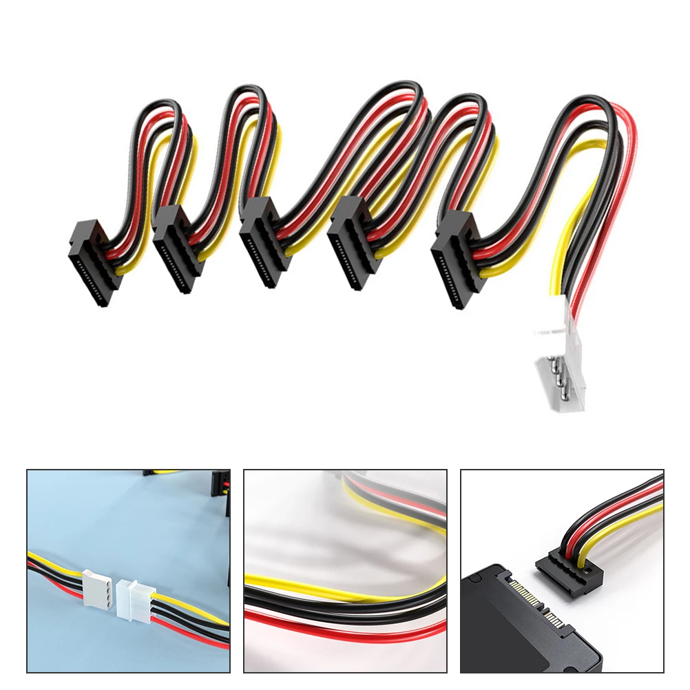 

Universal Splitter 4-Pin To 15-Pin Dual 5V 12V Cable For 5 Hard Drives Thickened Copper Core Flame Retardant Power Cord