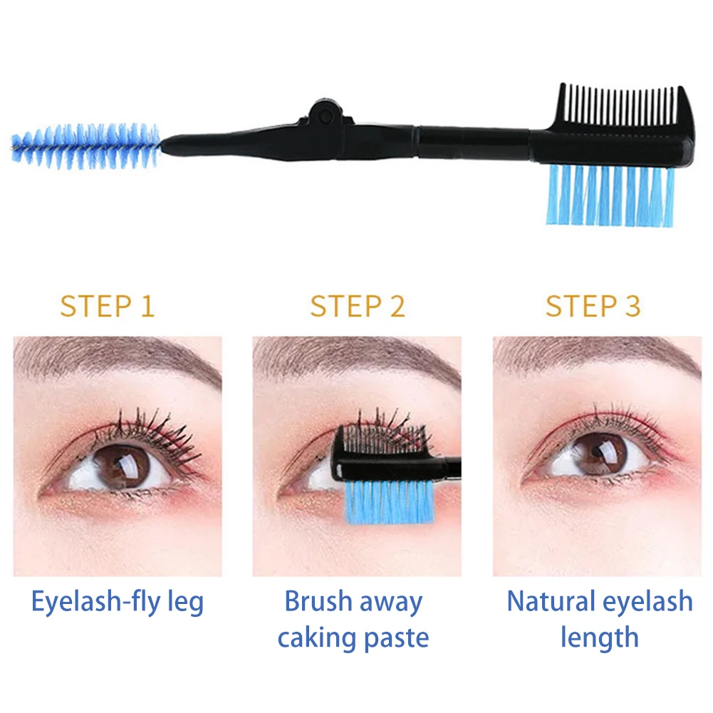 Foldable Double-ended Eyebrow Brush Eyelash Brush Comb for Eye Makeup Mascara Wands Applicator Portable Beauty Cosmetic Tool