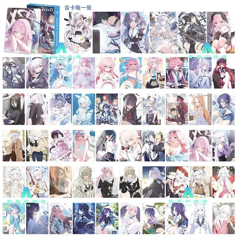 55 PCS Blue Archive Anime Laser Hayase Yuka Sorasaki Hina Cosplay Rounded Corners LOMO Card Christmas Gifts Girls