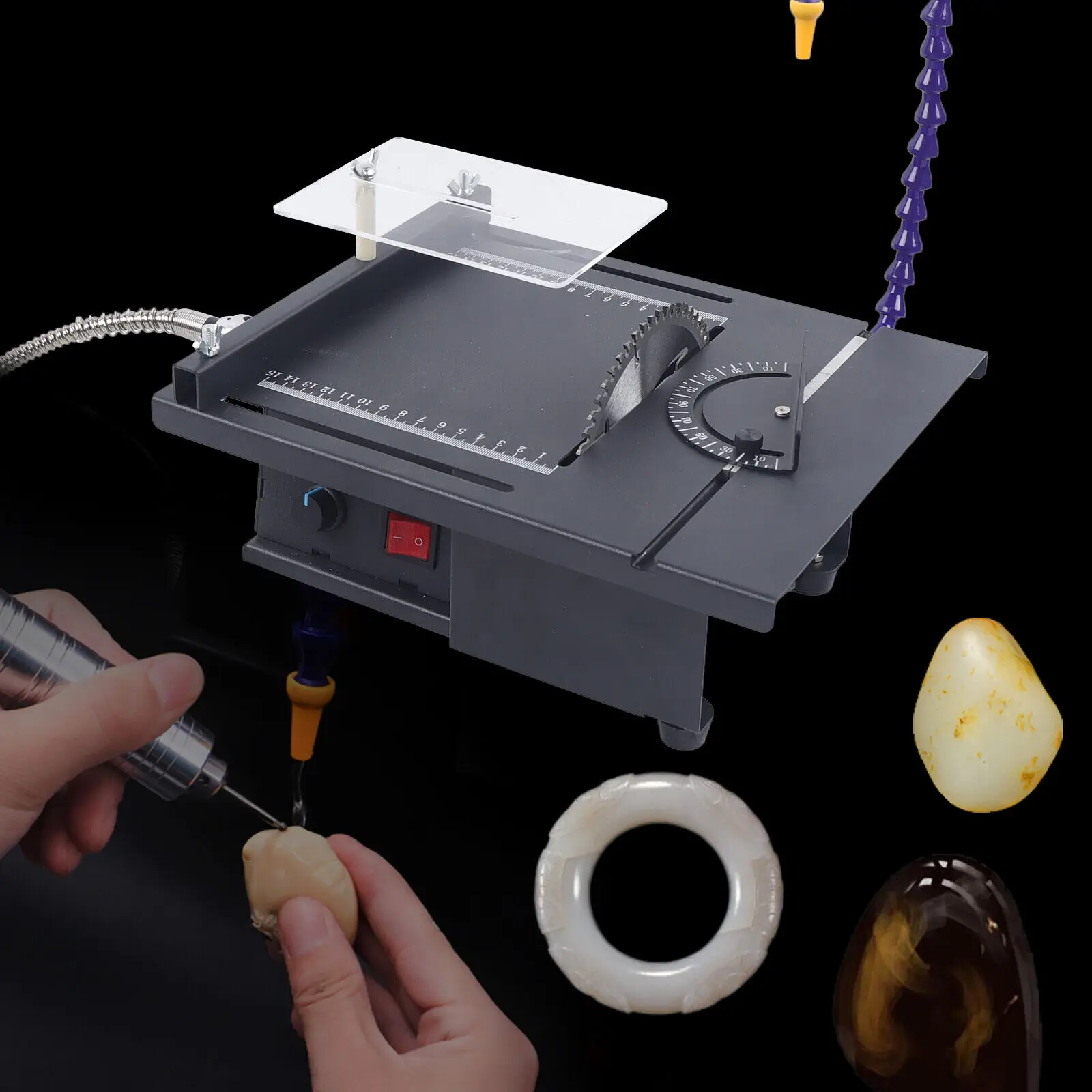 Gem Jewelry Rock Cutting Carving Polishing Tool Jade Bench Milling Machine 110V