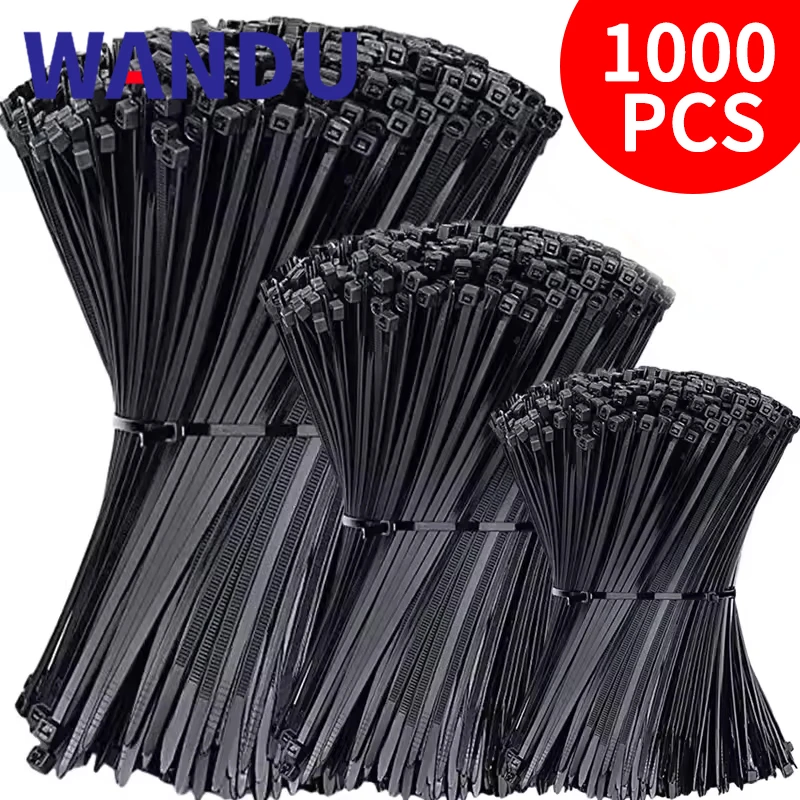 

1000/100Pcs Nylon Cable Ties Self-locking Cord Ties Straps Adjustable Cables Fastening Loop Home Office Wire Zip Ties Wholesale