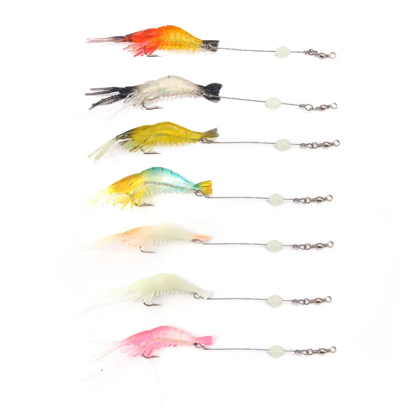 Fishing Lure Luminous Bead Shrimp Bait 8.5cm-5g Sinking Soft Lure Silicone Larva Swimbait Weedless Prawn gummifische leurre cebo