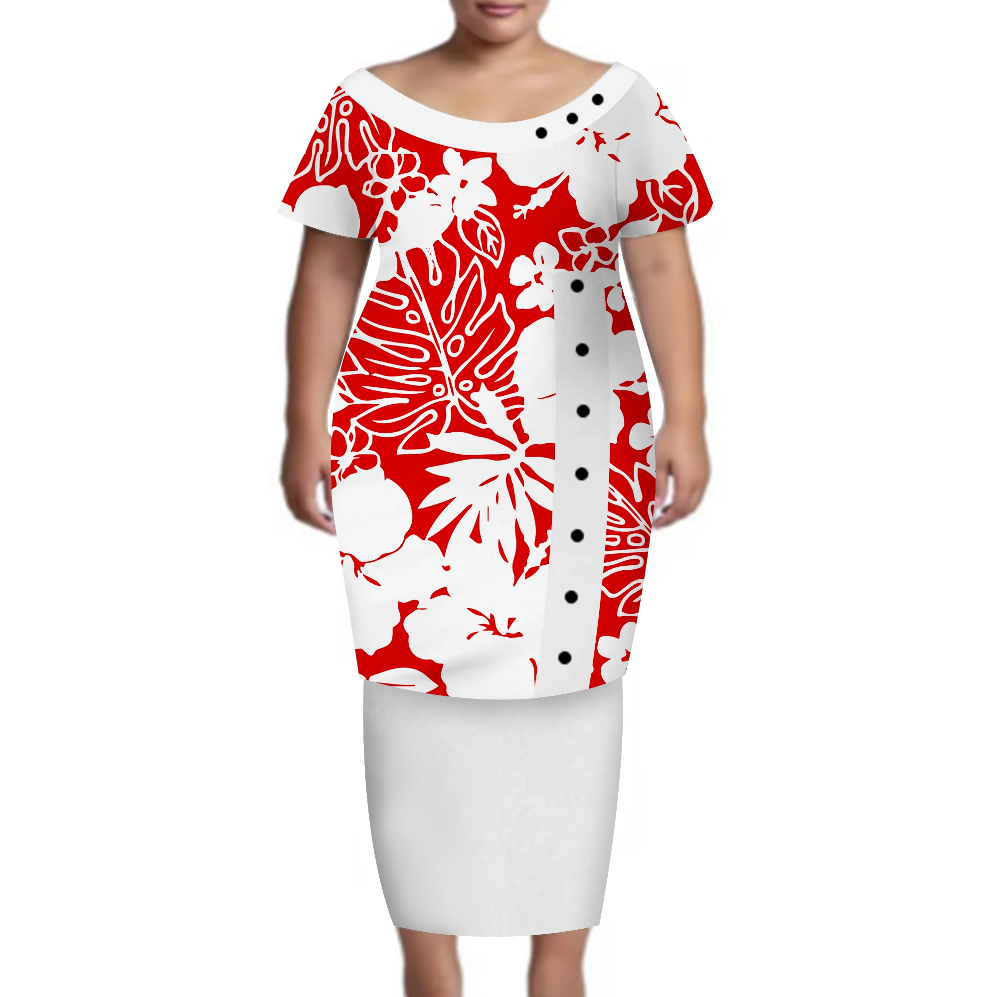 

Лучшая распродажа, женское вечернее платье большого размера с круглым вырезом, праздничное платье на пуговицах Самоа, платье из гавайского дизайна с короткими рукавами, состоящее из двух частей