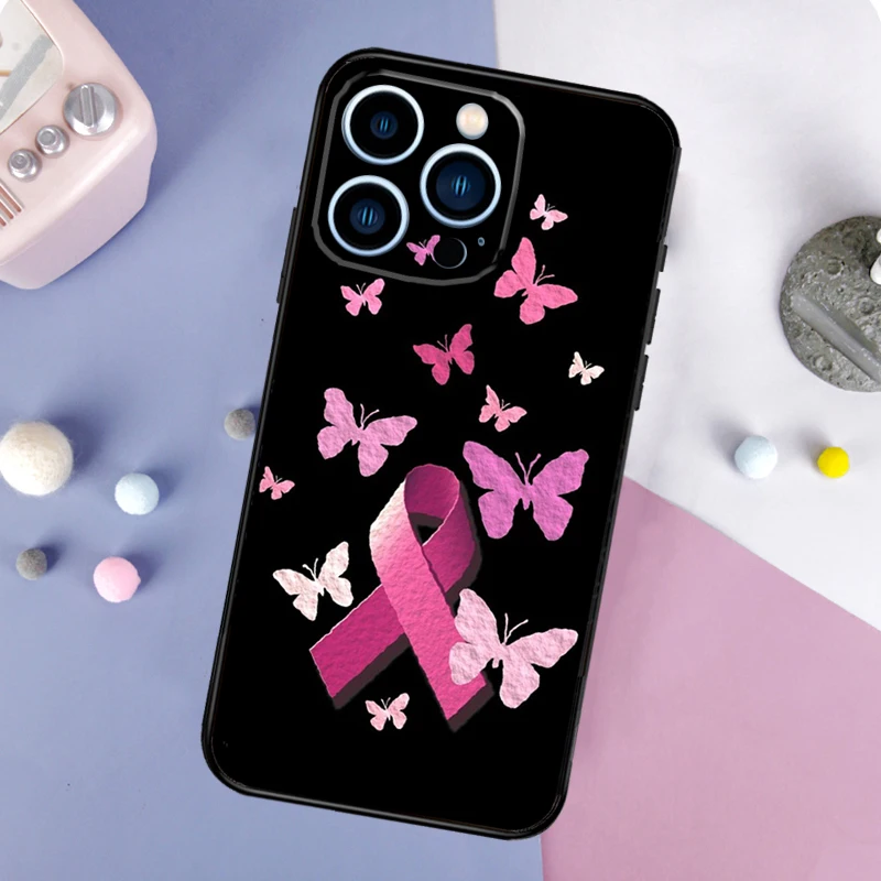 Girl Breast Cancer Pink Ribbon Case For iPhone 16 15 13 12 11 14 Pro Max Mini X XR XS Max Plus Bumper Back Cover