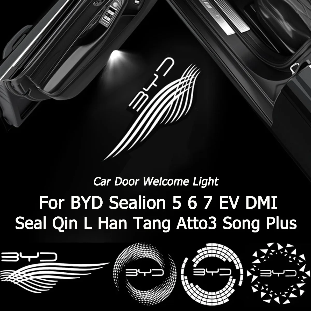 2pcs Car Welcome Light For BYD Sealion 5 6 7 Seal Qin L Han Tang Atto3 Song Plus Atto3 Door Projector Puddle Light Modification