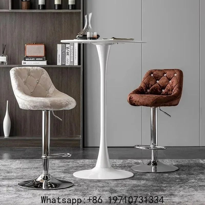 

Light Luxury Dining Chairs Bar Leisure High Stool Nordic Comfortable Creative Lifting Rotating Backrest Bar Chairs