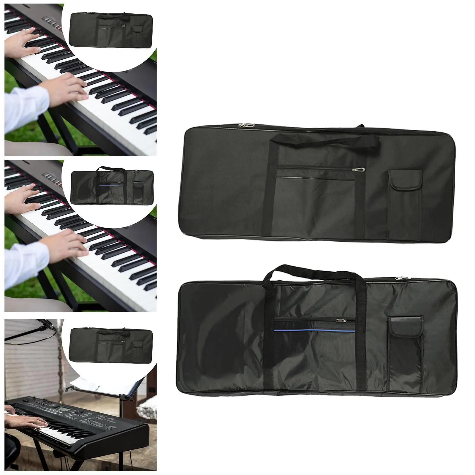 

61 Keys Keyboard Case Water Resistance with 2 Pockets for Tour Band Players
