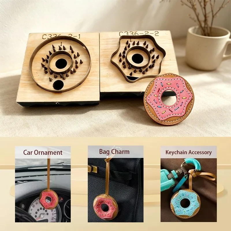 Donut Shaped Leather Die Cutting Template, DIY Leather Craft Bag Charm Cut Mold, Handmade Pendant Blank Cutting Tool - view 3