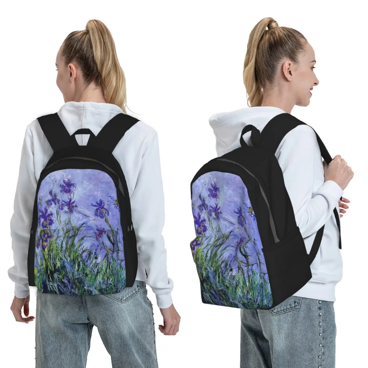 

Claude Monet Lilac Irises 191 Backpack Student BookBag Kids School Bag Computer Shoulder Bags for Men Women