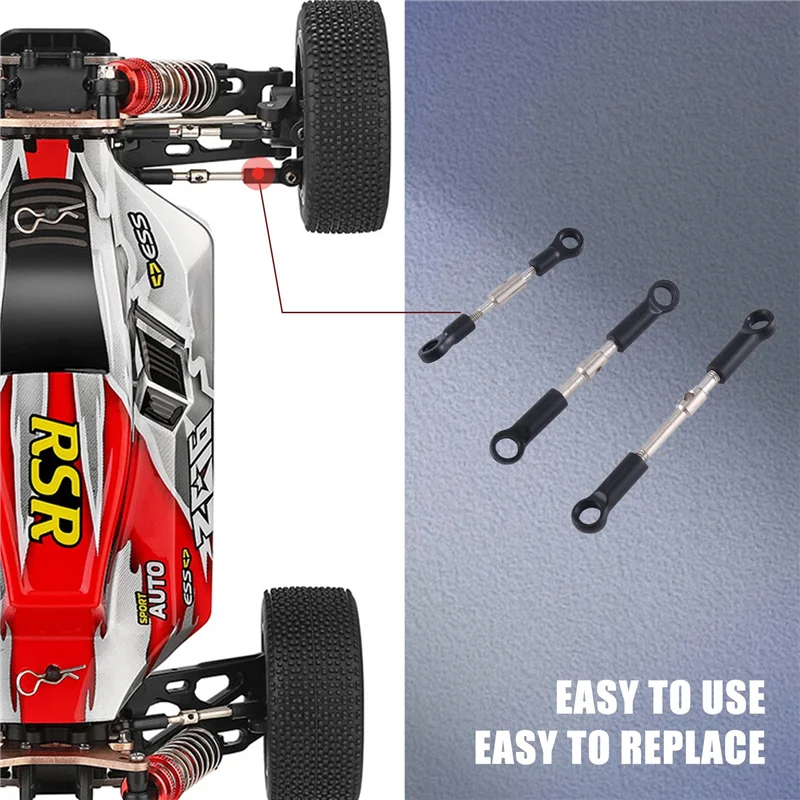 BEDW-7Pcs Front Rear Tie Rod Linkage Servo Link Rod Set For Wltoys 144001 144010 124016 124017 124019 RC Car Spare Parts