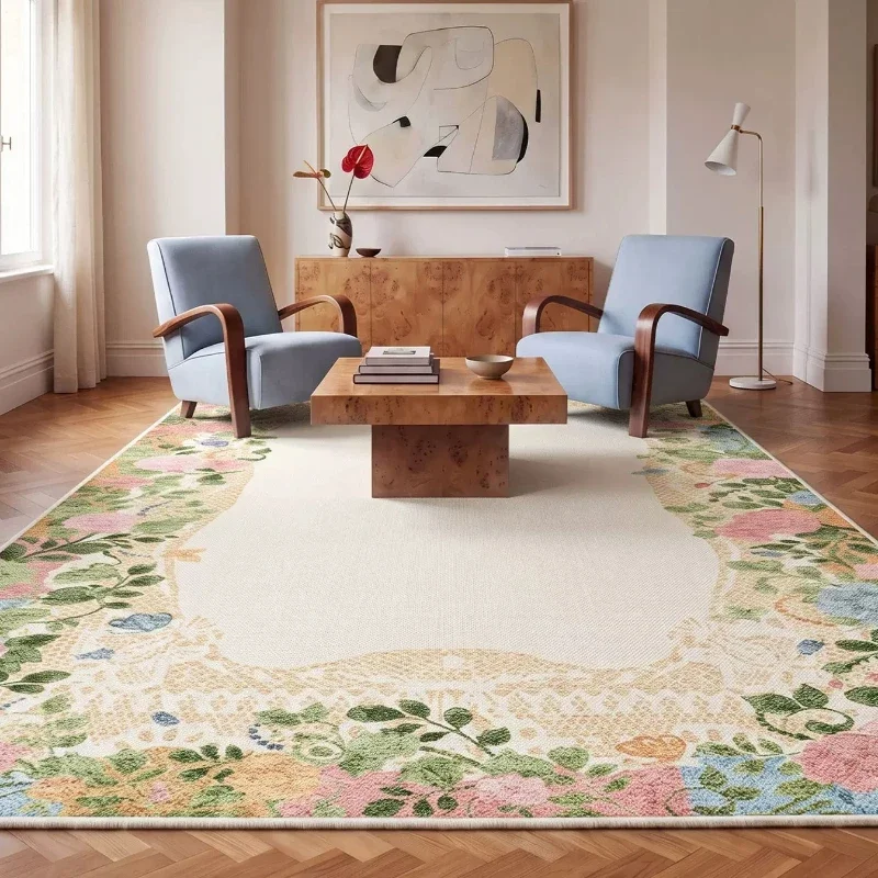 Dopamine Color Bedroom Decor Flower Pattern Carpet Large Area Carpets for Living Room Home Fluffy Soft Floor Mat Thick Plush Rug